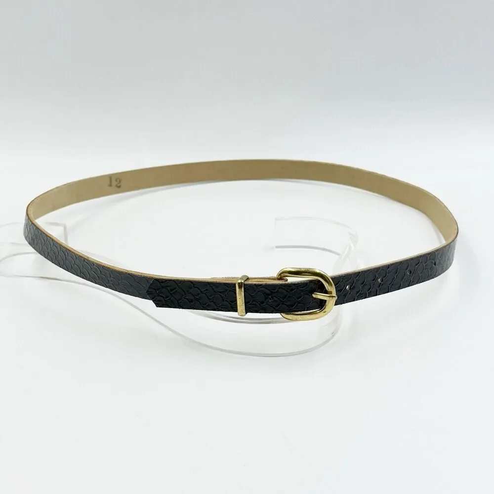 Women Gold Buckle Snakeskin Pattern Dress Belt Slim Wide Size 12